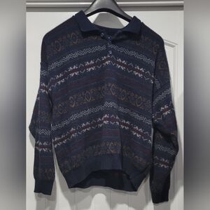 Van Heusen Men's Navy Patterned Sweater